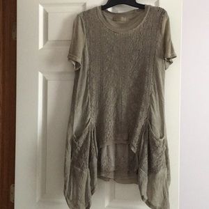Moss  colored lacy top with pockets